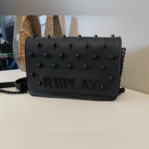 Replay Black Crossbody Bag with Skull Accents - Picture 2 of 4